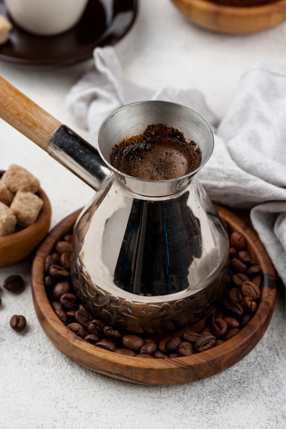 High angle coffee